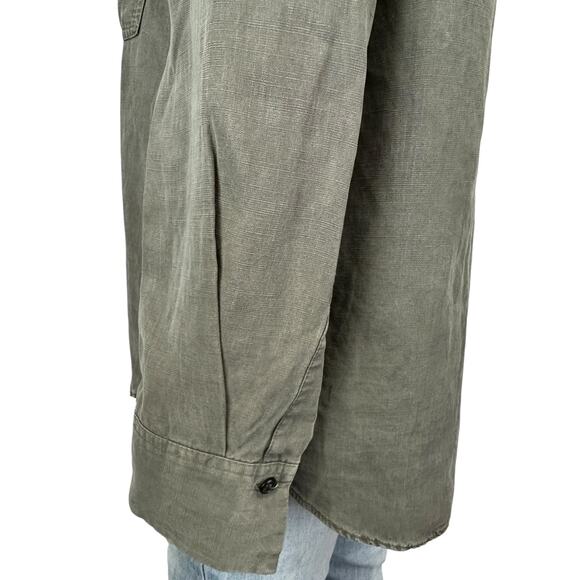 Zara Linen Blend Pocket Shirt Gray Button Collared Long Sleeve Relaxed Size S - Picture 9 of 14